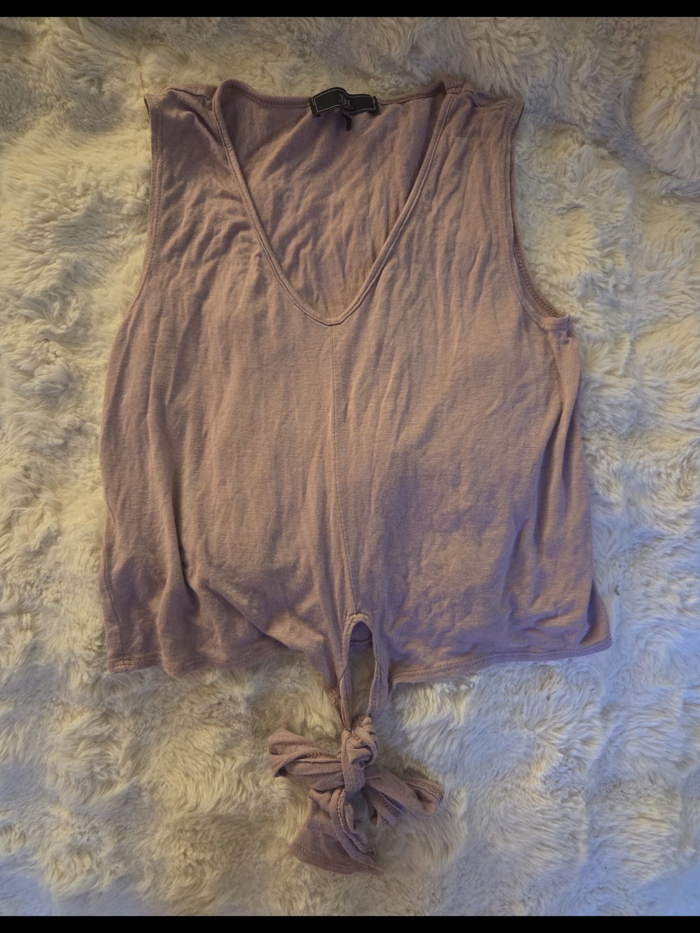 Vibe Sportswear Light Pink Tie-Front V-Neck Tank XS